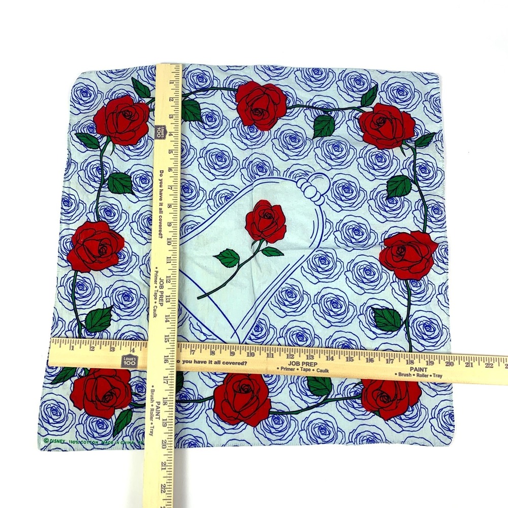 Disney Beauty and the Beast Enchanted Rose Hankerchief Bandana Blue Red Cotton - Picture 7 of 7